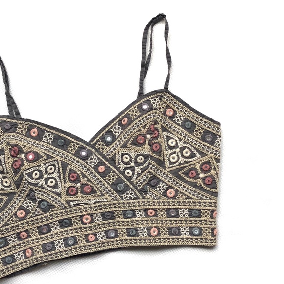 American Eagle Outfitters Tops - AEO Mirror Sequin Embroidered Crop Bustier ∙ XS